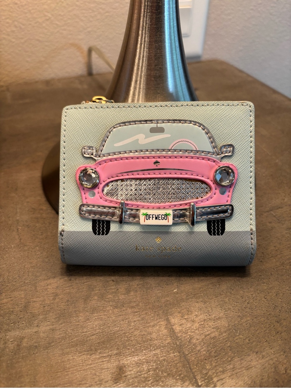 kate spade Light Blue & Pink Car Zip Around Wallet